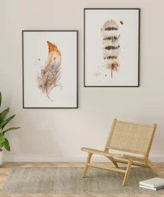 Image of a feather watercolor painting by Shayna Larsen, originals & prints available
