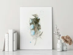 Image of a feather watercolor painting by Shayna Larsen, originals & prints available