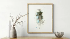 Image of a feather watercolor painting by Shayna Larsen, originals & prints available