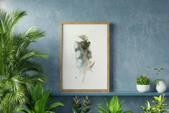 Image of a feather watercolor painting by Shayna Larsen, originals & prints available