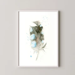 Image of a feather watercolor painting by Shayna Larsen, originals & prints available