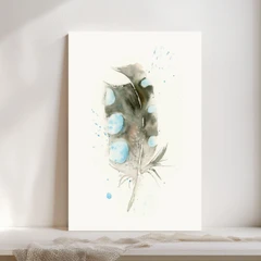 Image of a feather watercolor painting by Shayna Larsen, originals & prints available
