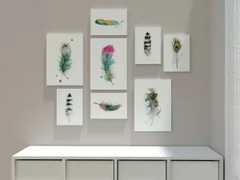 Image of a feather watercolor painting by Shayna Larsen, originals & prints available