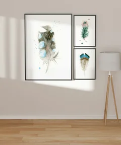 Image of a feather watercolor painting by Shayna Larsen, originals & prints available
