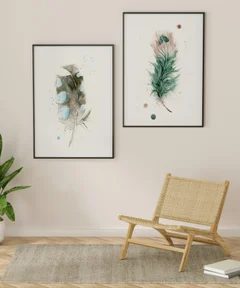 Image of a feather watercolor painting by Shayna Larsen, originals & prints available