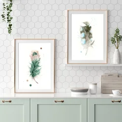 Image of a feather watercolor painting by Shayna Larsen, originals & prints available