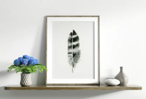 Image of a feather watercolor painting by Shayna Larsen, originals & prints available