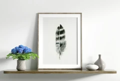 Image of a feather watercolor painting by Shayna Larsen, originals & prints available