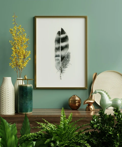 Image of a feather watercolor painting by Shayna Larsen, originals & prints available