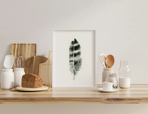 Image of a feather watercolor painting by Shayna Larsen, originals & prints available