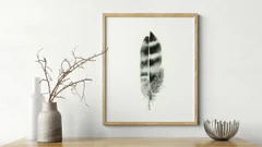 Image of a feather watercolor painting by Shayna Larsen, originals & prints available