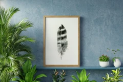 Image of a feather watercolor painting by Shayna Larsen, originals & prints available