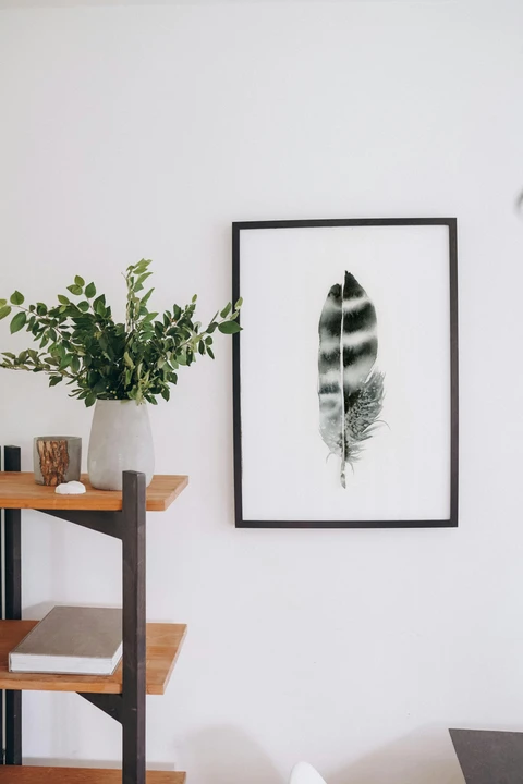 Image of a feather watercolor painting by Shayna Larsen, originals & prints available