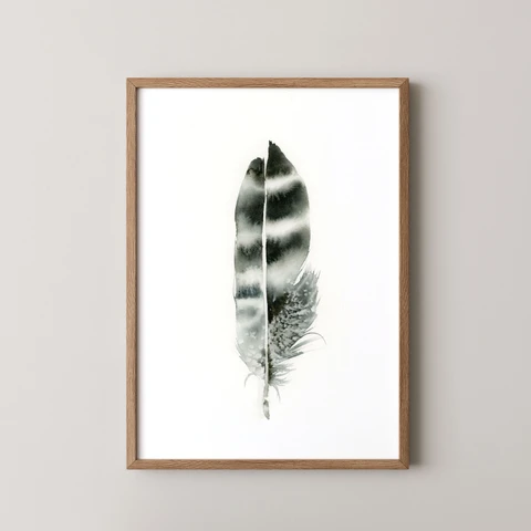 Image of a feather watercolor painting by Shayna Larsen, originals & prints available