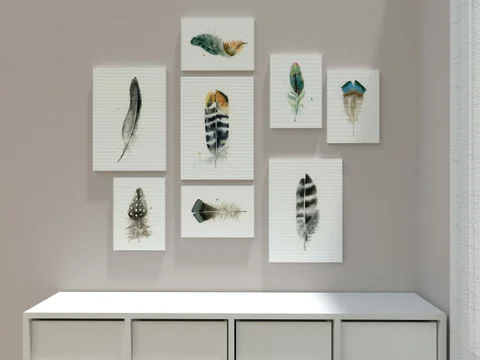 Image of a feather watercolor painting by Shayna Larsen, originals & prints available