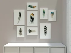 Image of a feather watercolor painting by Shayna Larsen, originals & prints available