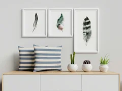 Image of a feather watercolor painting by Shayna Larsen, originals & prints available
