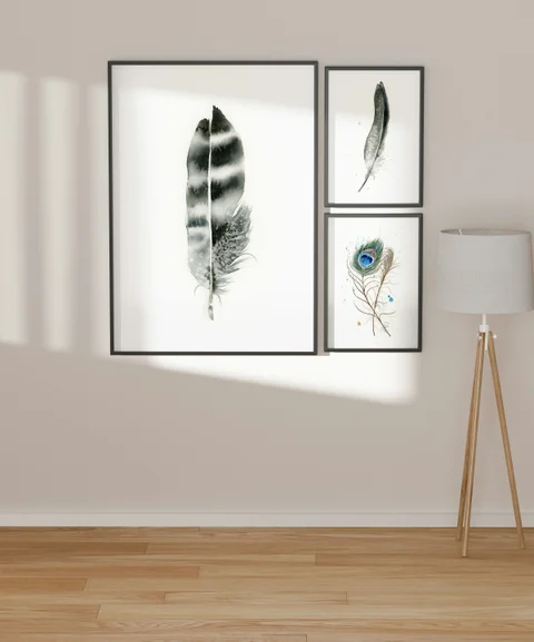 Image of a feather watercolor painting by Shayna Larsen, originals & prints available