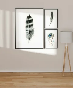 Image of a feather watercolor painting by Shayna Larsen, originals & prints available