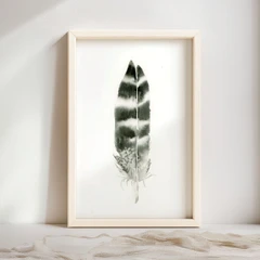 Image of a feather watercolor painting by Shayna Larsen, originals & prints available