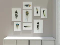 Image of a feather watercolor painting by Shayna Larsen, originals & prints available