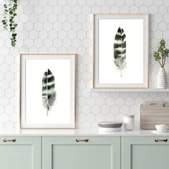 Image of a feather watercolor painting by Shayna Larsen, originals & prints available