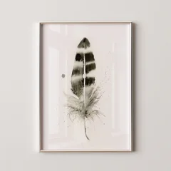 Image of a feather watercolor painting by Shayna Larsen, originals & prints available