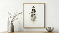 Image of a feather watercolor painting by Shayna Larsen, originals & prints available