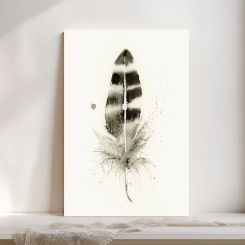 Image of a feather watercolor painting by Shayna Larsen, originals & prints available