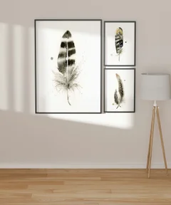 Image of a feather watercolor painting by Shayna Larsen, originals & prints available