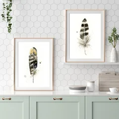 Image of a feather watercolor painting by Shayna Larsen, originals & prints available