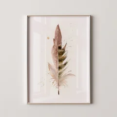 Image of a feather watercolor painting by Shayna Larsen, originals & prints available
