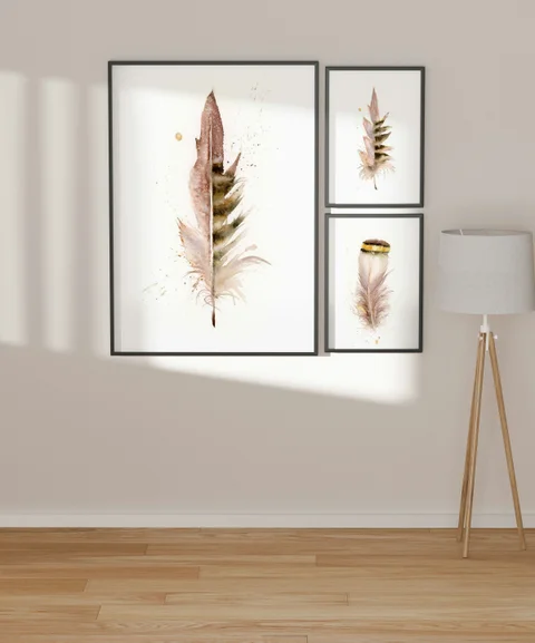 Image of a feather watercolor painting by Shayna Larsen, originals & prints available
