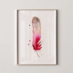Image of a feather watercolor painting by Shayna Larsen, originals & prints available