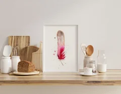 Image of a feather watercolor painting by Shayna Larsen, originals & prints available