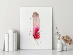 Image of a feather watercolor painting by Shayna Larsen, originals & prints available