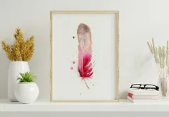 Image of a feather watercolor painting by Shayna Larsen, originals & prints available
