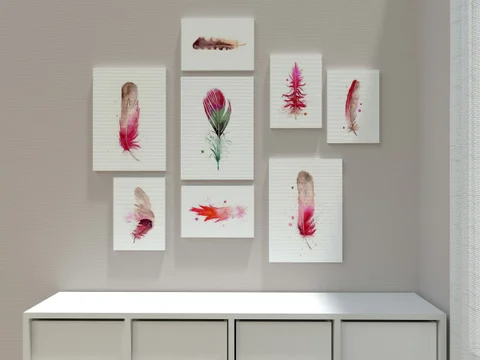 Image of a feather watercolor painting by Shayna Larsen, originals & prints available