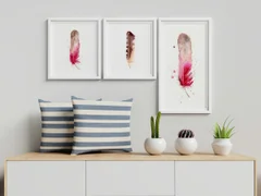 Image of a feather watercolor painting by Shayna Larsen, originals & prints available
