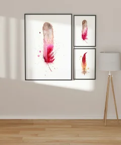 Image of a feather watercolor painting by Shayna Larsen, originals & prints available