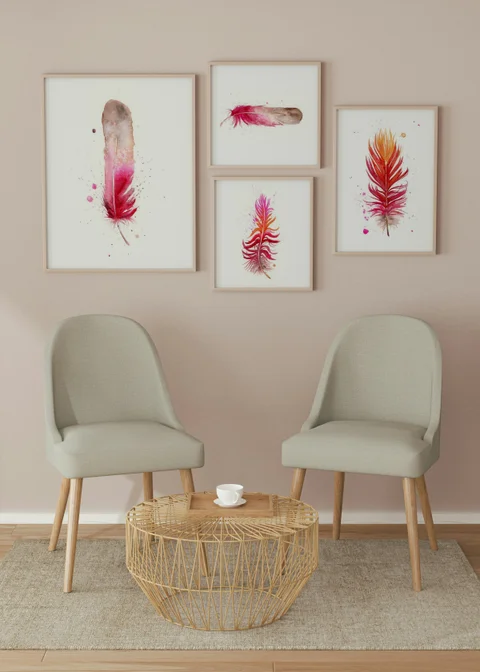 Image of a feather watercolor painting by Shayna Larsen, originals & prints available