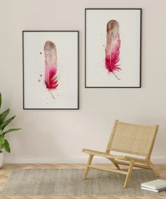 Image of a feather watercolor painting by Shayna Larsen, originals & prints available