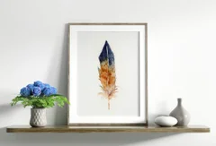 Image of a feather watercolor painting by Shayna Larsen, originals & prints available