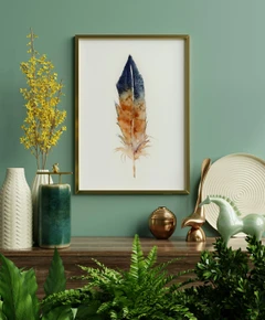 Image of a feather watercolor painting by Shayna Larsen, originals & prints available