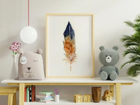 Image of a feather watercolor painting by Shayna Larsen, originals & prints available