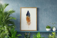 Image of a feather watercolor painting by Shayna Larsen, originals & prints available