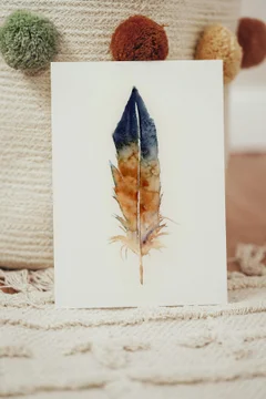 Image of a feather watercolor painting by Shayna Larsen, originals & prints available