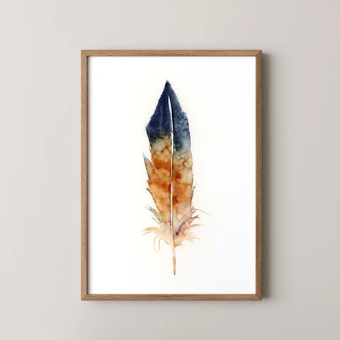 Image of a feather watercolor painting by Shayna Larsen, originals & prints available