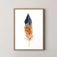 Image of a feather watercolor painting by Shayna Larsen, originals & prints available