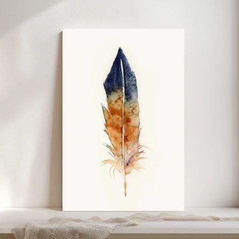 Image of a feather watercolor painting by Shayna Larsen, originals & prints available